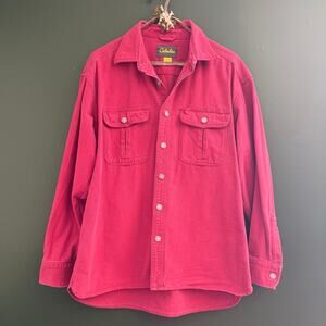 VTG 90s Men’s Cabela’s Chamois Red Button Down Heavy Cotton L EUC